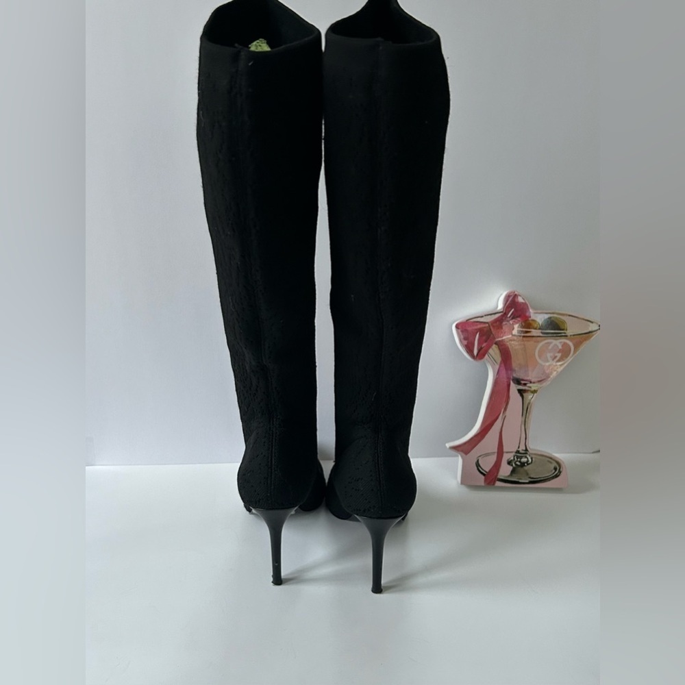 Charles David Black Knit Sweater Boots Pointed Toe Stiletto Heel Size 6.5 - Picture 6 of 11
